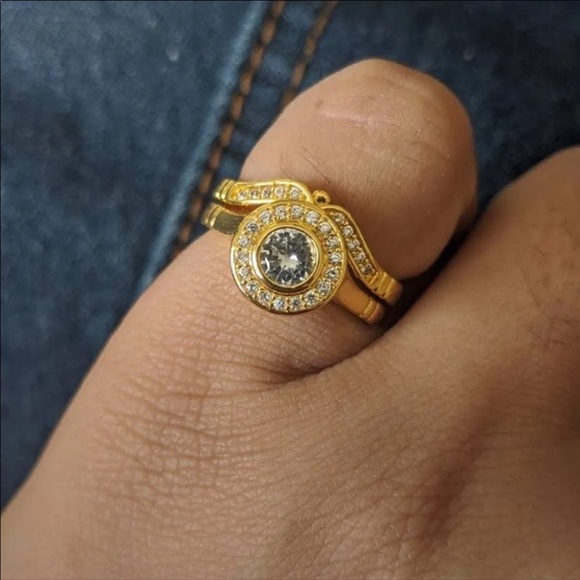 14k gold plated bridal ring set - Picture 7 of 12